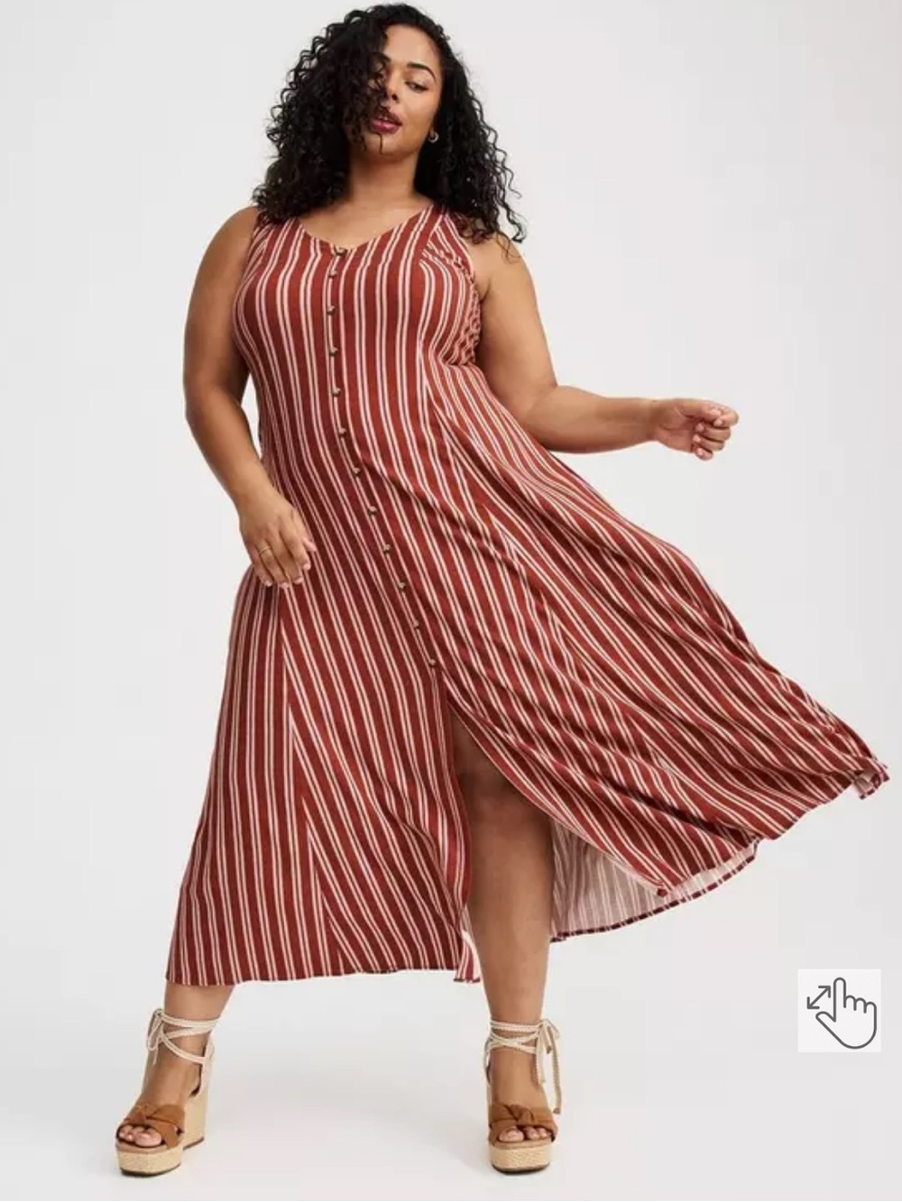 NWT torrid Rust-Striped Button Front Maxi Dress